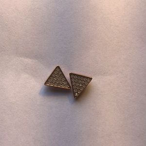 Michael kors Motif Brilliance rose gold triangle pave earrings NWOT